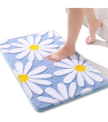 Grazioso tappetino da bagno, tappeto a fiori rosa, tappetino antiscivolo, morbido lavabile in lavatrice, per camera da letto, cucina, bagno, WC, 60 x 60 cm (grigio