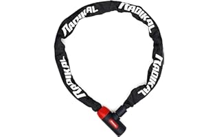 RADIKAL RKX170 Candado Bicicleta Antirrobo, Cadena 170cm de ø8mm Acero Cementado y Cerradura con Llave Alta Seguridad, Más Extensa, Antirayones, Antirobo Polivalente para Bici, Moto, Scooter Patinete