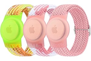 Raradev 3 Pack Airtag Bracelet for Kids Compatible with Apple AirTag Finders, Anti Lost Stretchy Adjustable Braided wristbands for Kids with Full Coverage Design
