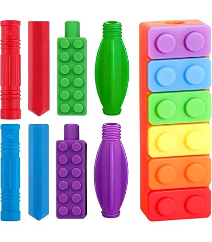 Jouets Fidget pour TDAH, 10 Pièces, Ensemble Anti-Stress pour Enfant et Adulte, Collier à Mâcher pour Autisme