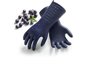 Vgo... Heavy Duty Cleaning Gloves Lined Nylon, Household Gloves Reuseable in TPE Latex Free, Thicker Antislip Washing Up Gloves for Kitchen Bathroom Gardening Painting, with Flower Flavor, 1 pair