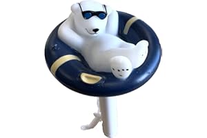 HAPPY HOT TUBS Floating Polar Bear In A Ring Thermometer for Swimming Pools Hot Tubs Pool Tub Pond