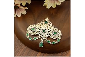 OURECO Spilla Ciondolo di Spilla di Cristallo colorato for Le Donne placcatura in Oro del Marocco Gioielli di Nozze Caftano Pin del Partito del Partito da Sposa Spilla Gioiello (Size : Xh204green)