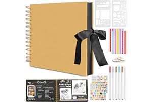 RAIRSKY Album Photo Scrapbooking,A5 Livre Photo avec 30 Pages,Album Photo DIY,Album Photo Pages Noires avec 6 Stylos Métalliques,Album Photo Scrapbooking Traditionnel, pour Anniversaire, Mariage, Voyage