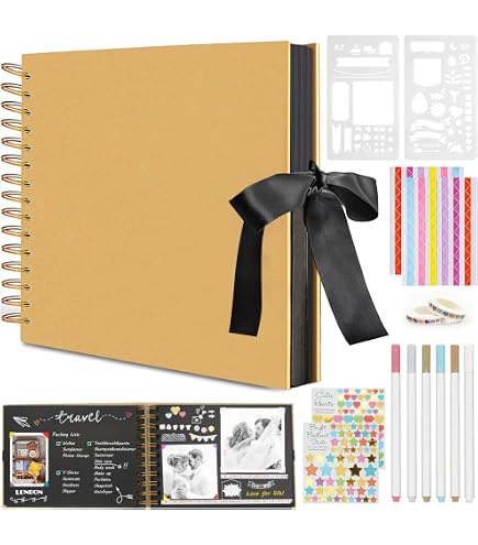 Album Photo Scrapbook 80 Pages DIY - Cahier Spirale 29x21.5cm Avec Stylos Pour Souvenirs