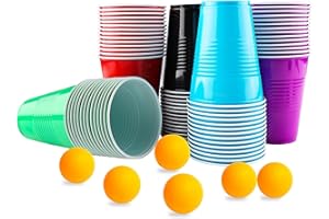 Vexillic Plastikbecher, 70 Stück 400ML Partybecher Gaming Pong Mehrweg Bunt Becher Set in 5 Farben für Geburtstag Hochzeit Festivals JGAs oder Gartenpartys