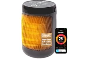 Olsen & Smith 1800W Smart Ceramic Heater Wi-Fi/App/Voice Control Alexa Small Compact Indoor Use, Energy Efficient Tabletop Plug In Electric Portable Fan Room Space Heater with Thermostat, Fast Heating