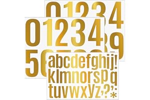 JJHXM 3 Feuilles Autocollants Doré, 0-9 Autocollants Chiffres 22 x 29cm,Autocollants Lettres Adhésif,numero de maison exterieur,numero boite aux lettres,pour l'extérieur,Enseignes,Rue