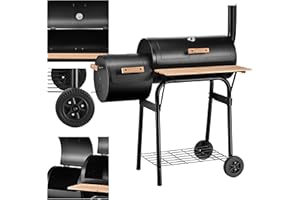 MARK ADLER Roast 7.0 Barbecue Fumoir Charbon | Gril Extérieur 4 en 1 avec Thermomètre | Fumage | Cuisson Directe/Indirecte | Grilles Émaillées | Roues | Tablettes | Jardin Terrasse