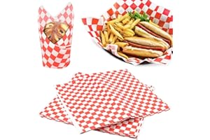 AFASOES 100 Pcs Papel Hamburguesa Antigrasa 28 x 26 cm Encerado para Alimentos, Perritos Calientes, Bocadillos, Hamburguesas, Patatas, Sandwich - Papel para Envolver