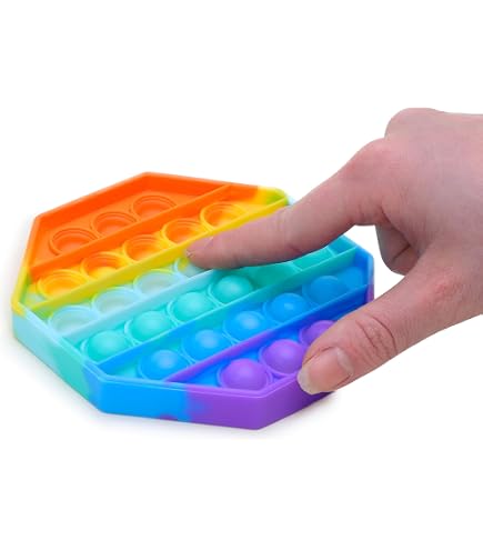 Lot De 2 Pop It Anti-stress Arc-en-ciel - Formes Carrée Et Ronde, En Silicone, Pour Enfants Et Adultes