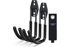 3-H Crochets Mural 2 Pièces, Double Crochet Acier pour Échelles Outils Tuyaux, Support 40kg Organisation Garage avec Fixation Mur, Noir Industriel