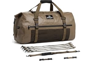 ‎GRAPELET Motorrad Hecktasche 50L Motorradtasche,Motorrad Satteltasche wasserdichte Gepäckrolle Boot Reisen Angeln Geeignet für Abenteuer und Camping,Braun