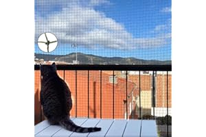 Ancecos Filet de sécurité pour Chat (Filets de Balcon) avec Fil renforcé, 8x3m ; résistant aux morsures; Vert olive