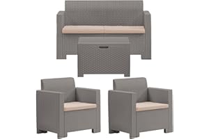 BICA 9067.3 Set Nebraska Salottino 4 Posti, Marrone, 281 x 155 x 79 cm