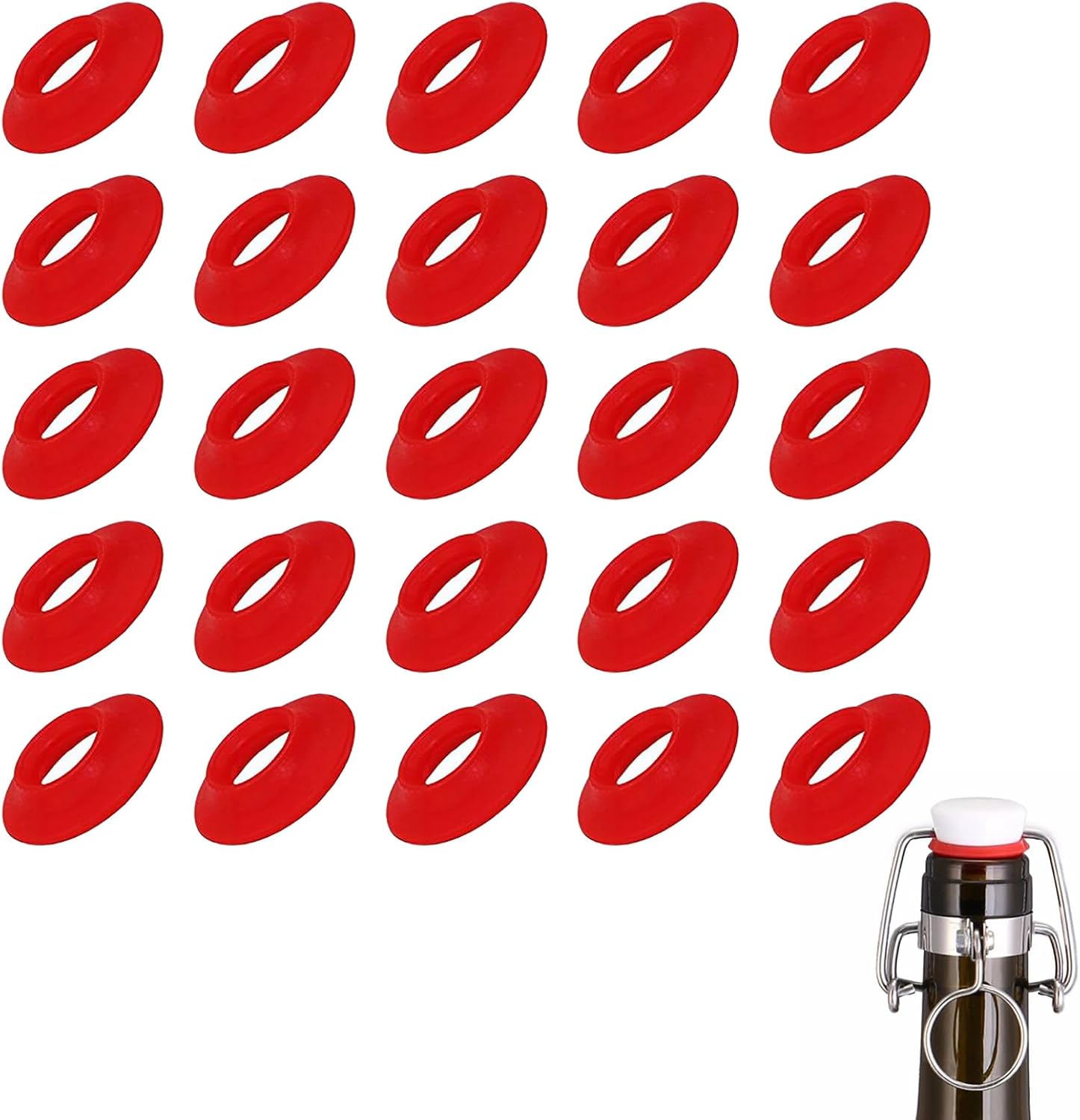 Junta de Silicona,Junta de Goma de Botella Giratoria,Sello de la Botella de Cerveza,Sello de Tapa de Silicona,Junta de Botella Volcada,Sello de Silicona para Tapa de Tapa Giratoria 25 Piezas Tokaneit