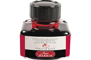 Jacques Herbin 13768T - ''Les subtiles'' scented ink bottle for fountain pens and rollerball pens 30 ml, Red ink and Rose fragrance. Made in France writing
