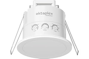 Oktaplex Noa Präsenzmelder Decke 360 Grad 24GHz IP65 Radar Bewegungsmelder 6m Anwesenheitssensor Badezimmer geeignet Unterputz flach weiß 230V