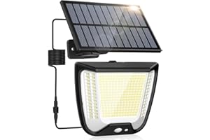 spqment Outdoor Solar Powered Security Lights: 288 LED Solar Outdoor Garden Flood Light 3 Motion Sensor Mode Outside Solar Panel Floodlight 270° Lighting IP65 Waterproof for Garden Shed Yard Porch