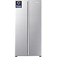 Fridgemaster MS83430ES Freestanding Slim American Side by side Door Fridge Freezer 441L, Total No Frost, Inverter compressor, Silver, 83.2x178.0cm, Energy Rating E