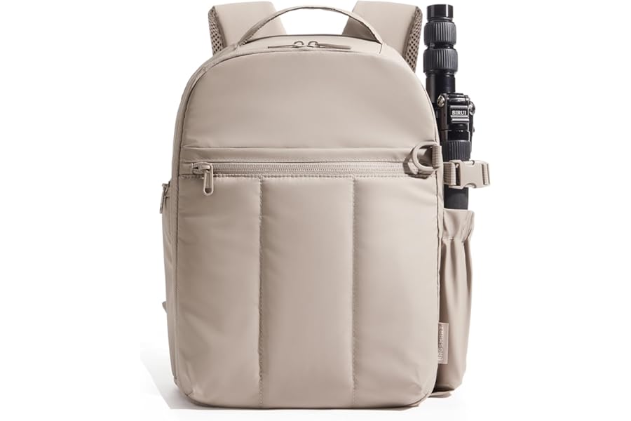 bagsmart Small Camera Backpack Bag for DSLR SLR Mirrorless Cameras Photographer with Tripod Holder 13.6" Laptop Compartment Women Travel Bag