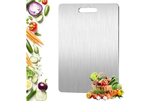 NATNAV Planche à Découper en Titane, S316 Planche de à Decouper en Acier Inoxydable, Titani Cutting Board Double Face pour Fruits,Viande,Pain,Fromage et Légumes(34cm*23cm)