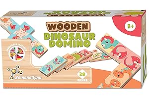 Science4you Wooden Dinosaur Domino for Kids Age 3+ – Toddler Dominoes to Improve Reasoning Skills, 28 pieces Dinosaur Toy, Educational Toy for kids, the mom’s choice Gift for Boys & Girls Age 2 3 4 5+