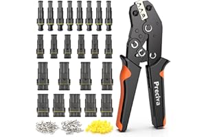 Preciva 350pcs Connecteur Electrique Etanche avec Pince à Sertir, Pince a Sertir (0.5-1.5mm²/ AWG18-16) avec Connecteur Automobile (1/2/3/4 Broches) pour Moto, Voiture, Bateau, Camion, etc