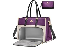 MATEIN Sac Cabas Femme avec Isotherme Compartiment, Sac à Main Repas avec Petite Pochette, Sacoche Ordinateur 15,6 Pouces USB Charging, Cuir PU Résistant à L'eau Pour Travail Scolaire Études, Violet