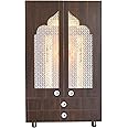 Sharvgun Wooden Temple Brown LED Lights for Home and Office | Pooja Mandir | Double Drawer Door Mandir, 38*30*16 Inch