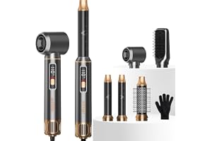 AVENHO 5-I-1 Multistyler Airstyler Med LCD-Display, Jonisk Varmluftsborste Med Utbytbara Luftlocktång, Volym- Och Plattborste, 1000W, 3 Värmelägen, Styling För Alla Hårtyper