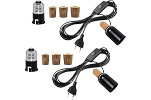 LQUNFYL B22 Kit Lampe Bouteille 2PCS, 240CM Cable, Noir Douille E27 avec B22 Convertisseur, Adaptateur Bouteille pour Douille de Lampe, 3 Bouchons Souples, Support Lampe Bouteille pour Différent Bouteille