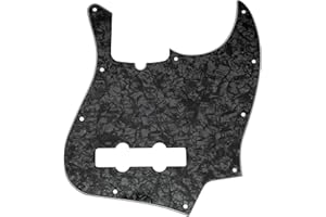 Musiclily Pro Pickguard 10 Trous Style Moderne pour Jazz Basse à 4 cordes, 4 plis Perle Noir