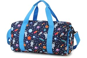Bolsa de Deporte para niños, RAVUO Bolsa de Viaje Resistente al Agua Bolsa de Noche Bolsa de Mano Weekender para Gimnasio Deportivo con Compartimento para Zapatos y Bolsillo para Mojado Espacio
