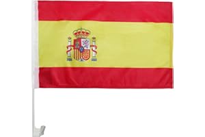 AZ FLAG Bandera de Coche España 45x30cm - Banderina Auto Española 30 x 45 cm, Banderita ventana coche, Car Flag