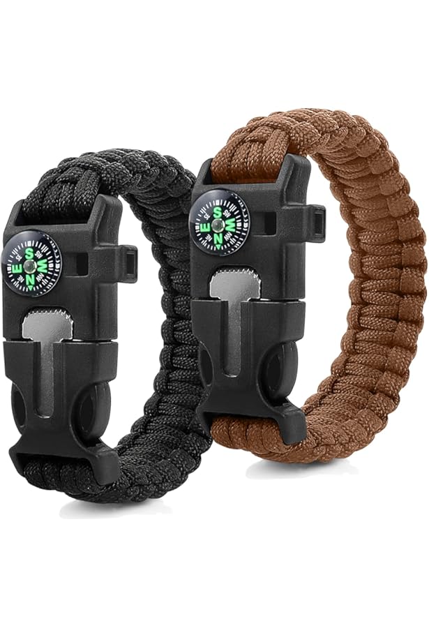 SagaSave Bracelet De Survie En Paracorde En Plein Air, Bracelet D'urgence En Corde De Parachute Avec Boucle Réglable Pour Les Voyages, Le Camping Et La Randonnée, 20 Centimeters, Acier Inoxydable