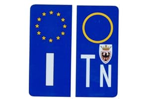 VENDOTUTTONLINE ADESIVI PER TARGA AUTO EUROPEA BLU CON SIMBOLO TRENTO - RIFRANGENTE