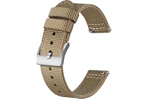 BISONSTRAP Correas de Nailon Militar, Correas de Reloj para Hombres, Liberación Rápida, Hebilla Cepillada, Ancho de Correa 18mm 19mm 20mm 22mm