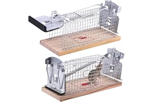 SYLANDA Piège à Souris Vivant, Paquet de 2 Piège à Souris Piège à Souris Vivant Très Sensible 15,3 cm x 6 cm x 7,2 cm Respectueux des Animaux avec Double Porte Fixation Facile des Appâts Piège à Rats