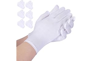 AovYoo 6 Paires Gant Coton Blanc Hydratants Eczema, Gants de Travail Minces Contre Névrodermite, Gants Protection l'eczéma pour Peau Sèche et Sensible