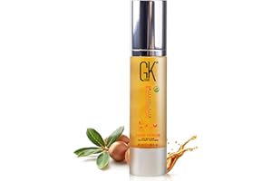 GK HAIR Global Keratin Sérum capillaire antifrisottis à l'huile d'argan 100% biologique 50ml Lissage renforçant et Protection contre la chaleur Shine Frizz Control Dry Damage Hair Repair