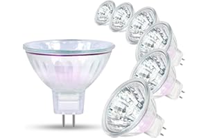 GECXGY MR16 Halogen Light Bulb 50W GU5.3 2 Pin Base, 12V 3000K Warm White Spotlight 36°Beam Angle 4000 Hours Lifespan Dimmable MR16 Halogen Bulb Dichroic -6Pack