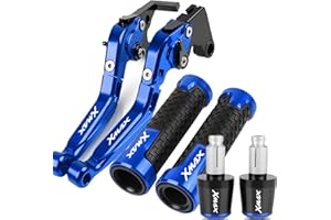 YXSM Pour Yamaha XMAX 125 200 250 400 X-MAX 125 2010-2022Leviers D'embrayage De Frein De Moto Poignées De Guidon Réglables Accessoires De CNC Extensibles Pliants Avec Logo (Couleur : Bleu 1)