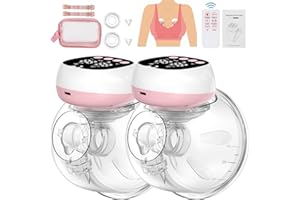 Uleway Tiralatte Elettrico Indossabile Portatile, 9 Livelli 3 Modalità Tira Latte Neonati Elettrico con Display LCD e Telecomando, Funzione Memoria, Senza BPA, Grande 140°-2 Pezzi