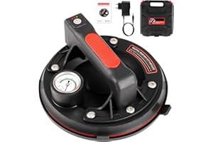 Aofesel Ventosa Elettrica per Piastrelle con Manometro Pompa a Ventosa per Sollevamento Vetro, 1 Pezzi 8" Ventosa Professionale per Vetro Fino a 300 kg con Cassetta degli Attrezzi Portatile Accessori