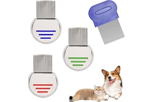 STBNVF 4pcs Stainless Steel Comb for Head, Pet Reusable Head Comb, Double Sided Plastic Hair Comb Metal Teeth Comb, for Adults, Kids, Dogs, Cats