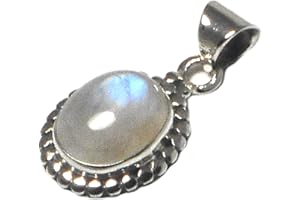 Art Gecko Fiery Oval MOONSTONE Sterling Silver 925 Pendant