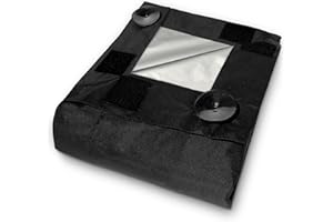 Aycorn Temporary Blackout Blinds & Curtains For Bedroom, Living Room, Nursery and Travel – Adjustable 130 x 200 – No Drill Black Out Blinds – Stick On Suction Cups & Velcro Fasteners (Black)