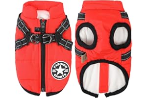 AIBORIA Abrigo para Perros Invierno - Invierno Abrigos Windproof Ropa para Mascotas Chaqueta para Perros con Forro Polar,Rojo,L
