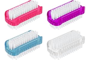 Viapriod 4 stycken handborste nagelborste med hårda borst, transparent fingerborste, handtvättborste för rengöring för hand nagelbad handfat, kompakt för barn och vuxna, 4 färger